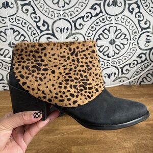 All Black Footwear Anthropologie  Nubuck Leather Calf Fur Booties